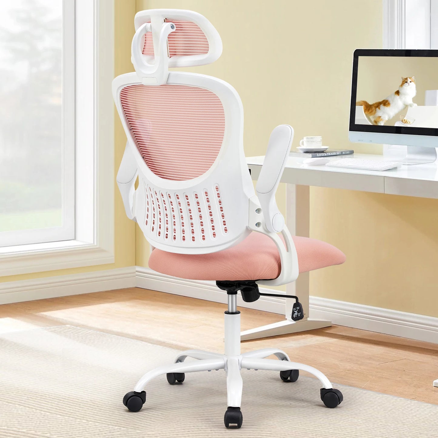 JHK Mesh Ergonomic Office Chair With Flip Up Arms And Lumbar Support