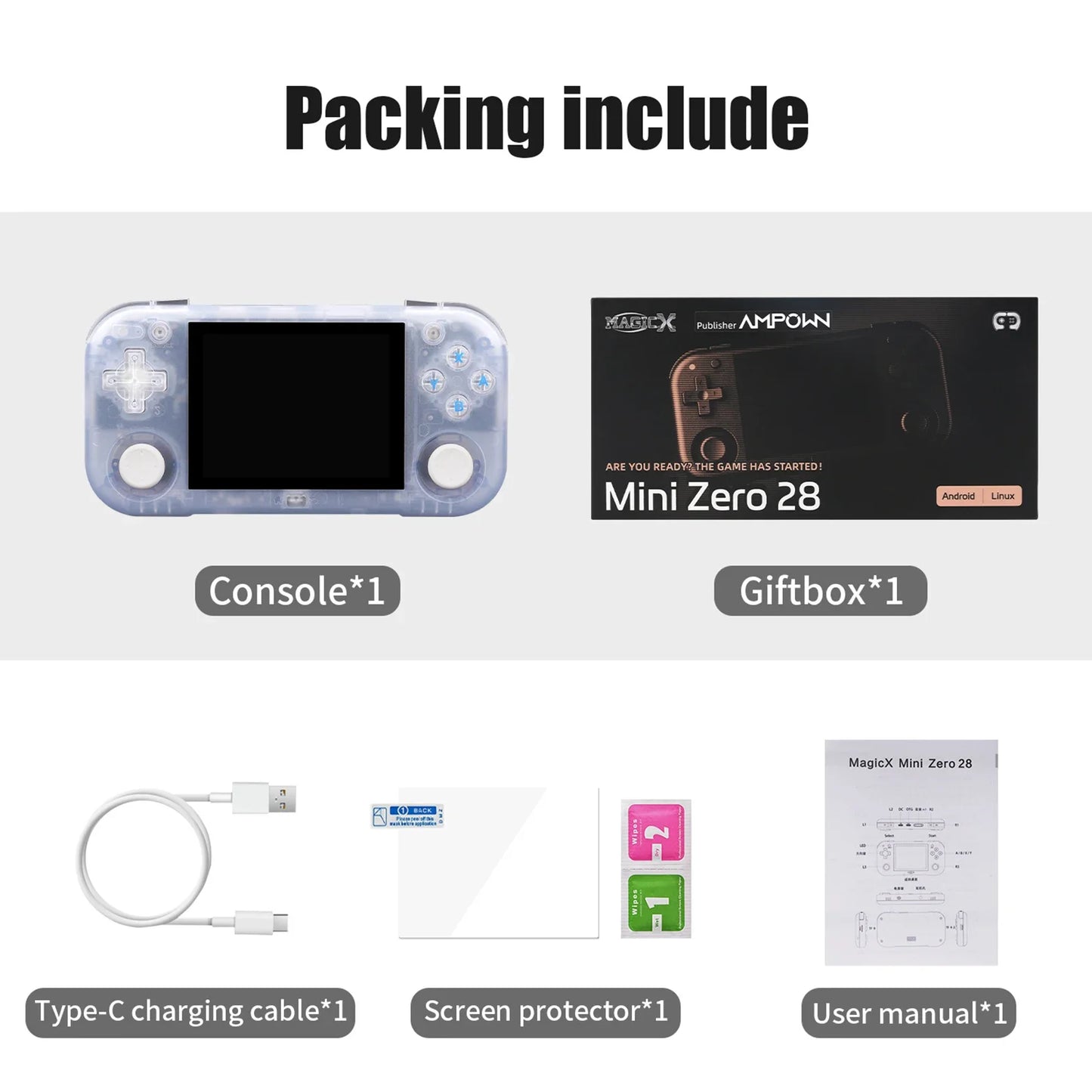 Ampown Mini Zero 28 Handheld Game Console Android WiFi