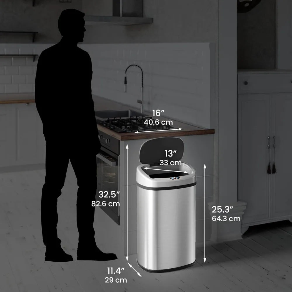Automatic Sensor Trash Can With Odor Control Stainless Steel