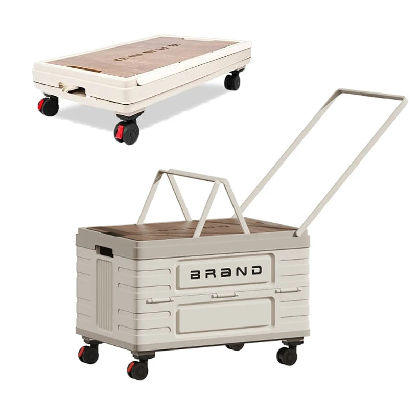 360 Rotating Foldable Storage Cart Camping Organizer With Silent Wheels