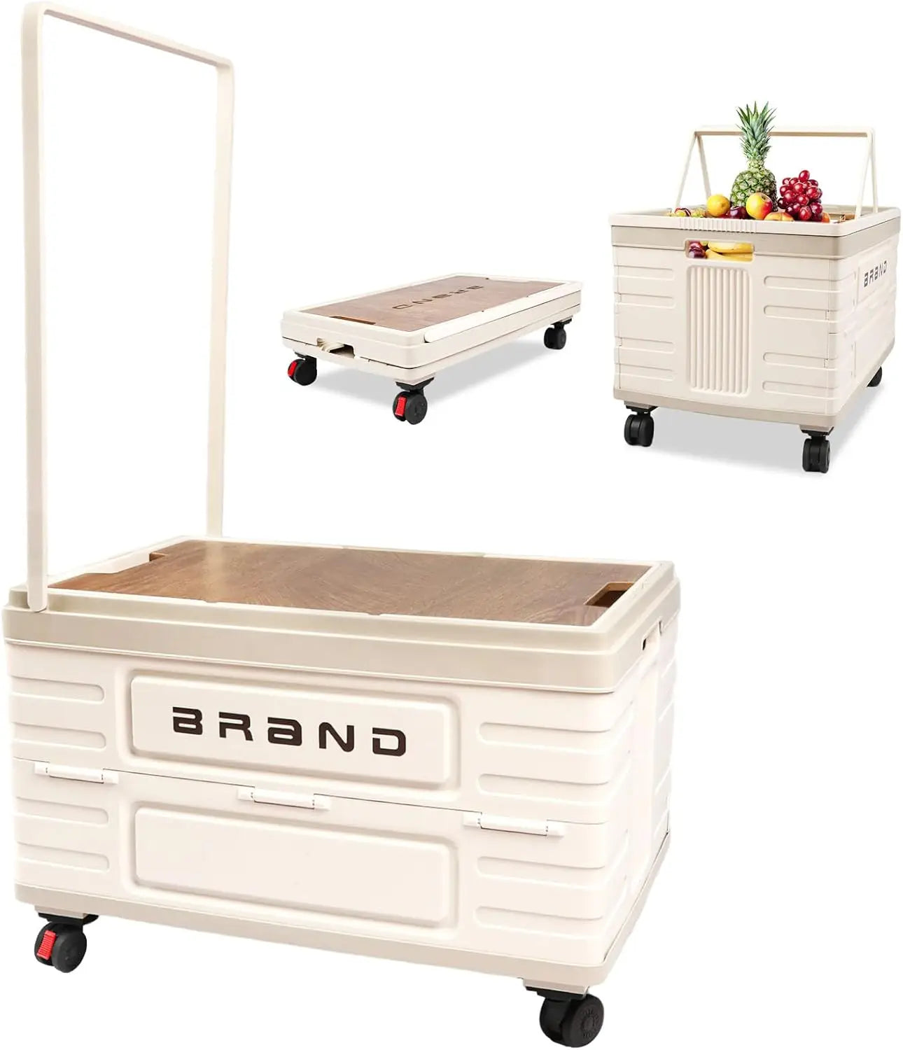 360 Rotating Foldable Storage Cart Camping Organizer With Silent Wheels