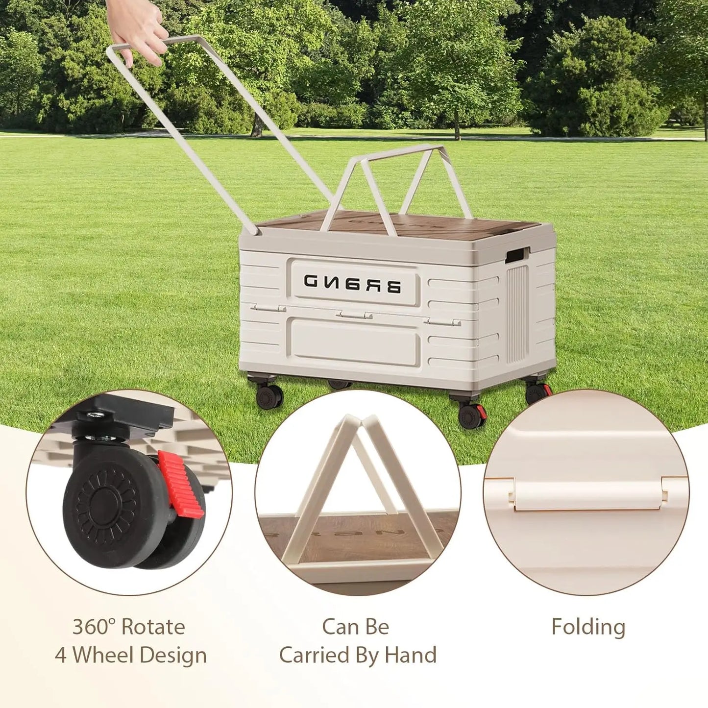 360 Rotating Foldable Storage Cart Camping Organizer With Silent Wheels