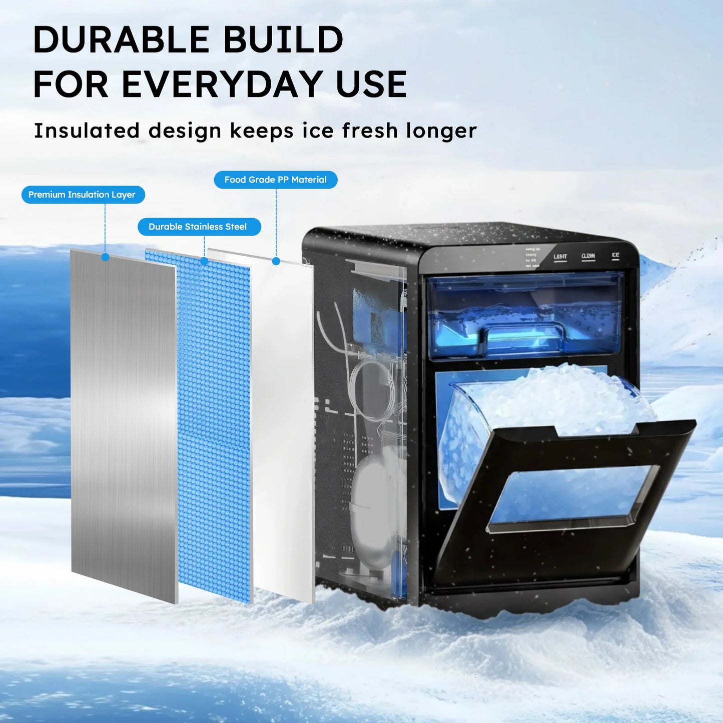 SHICUO Nugget Ice Maker Countertop 44 Lbs Per Day Self Cleaning