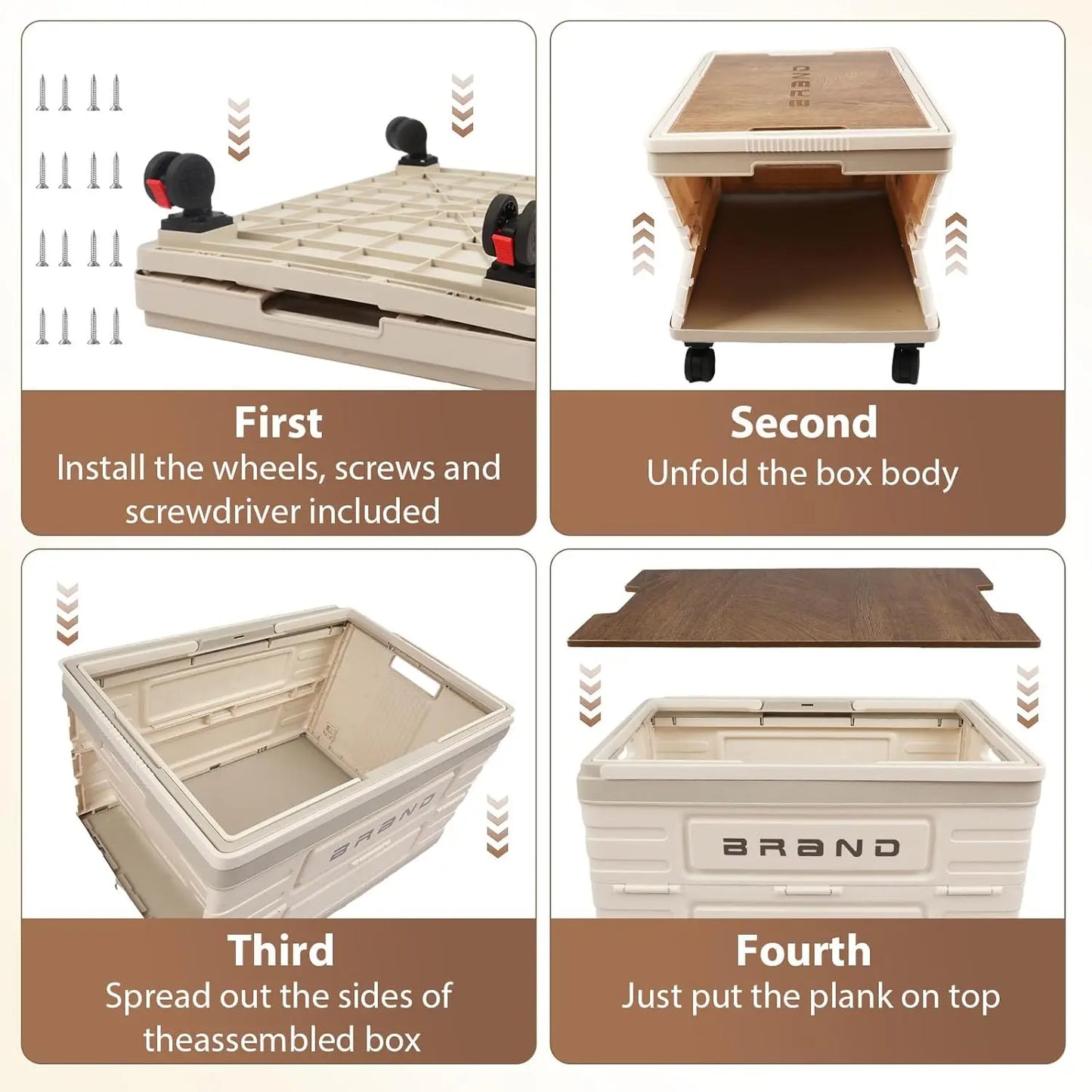 360 Rotating Foldable Storage Cart Camping Organizer With Silent Wheels