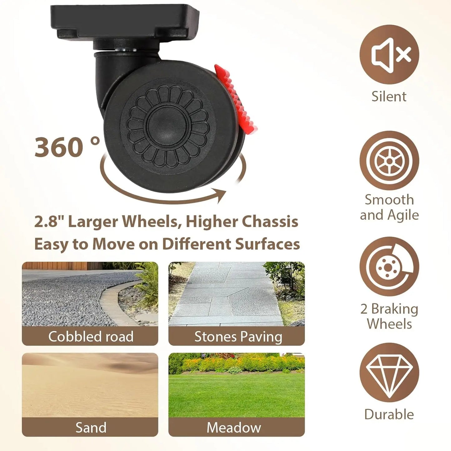 360 Rotating Foldable Storage Cart Camping Organizer With Silent Wheels