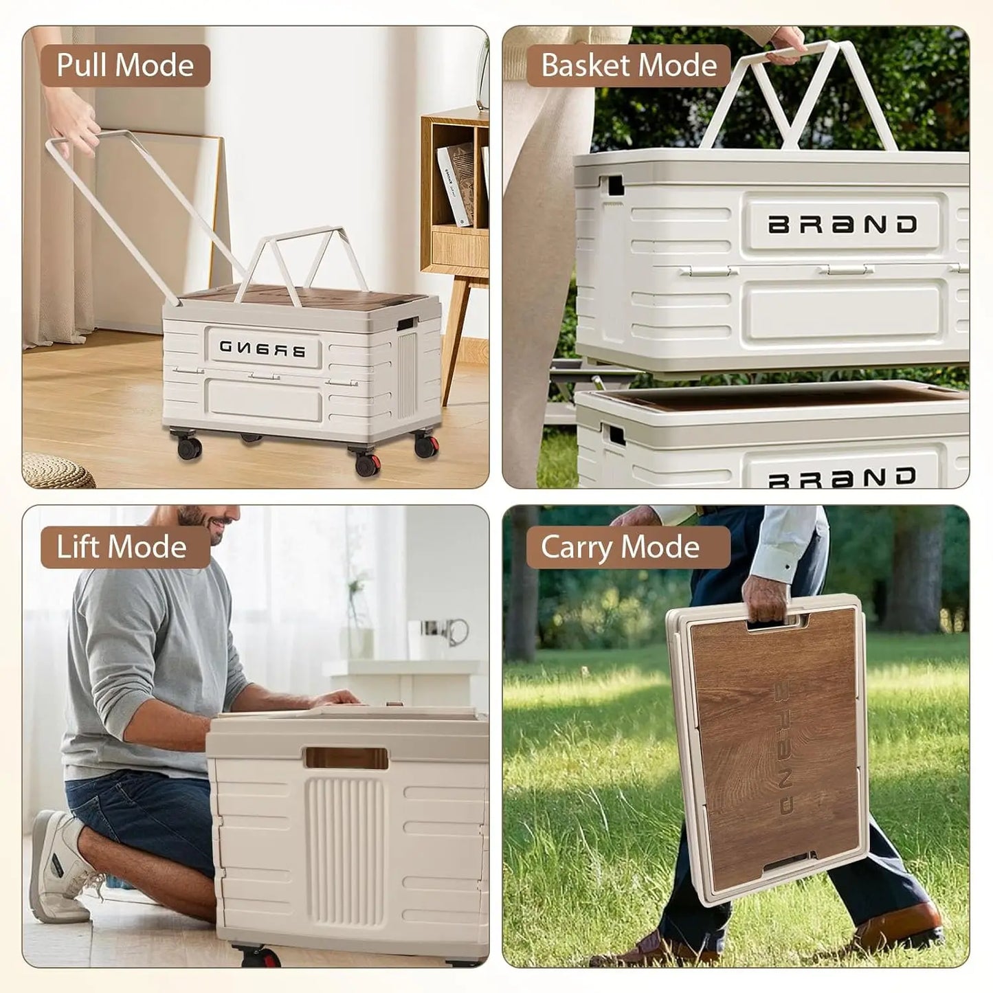 360 Rotating Foldable Storage Cart Camping Organizer With Silent Wheels