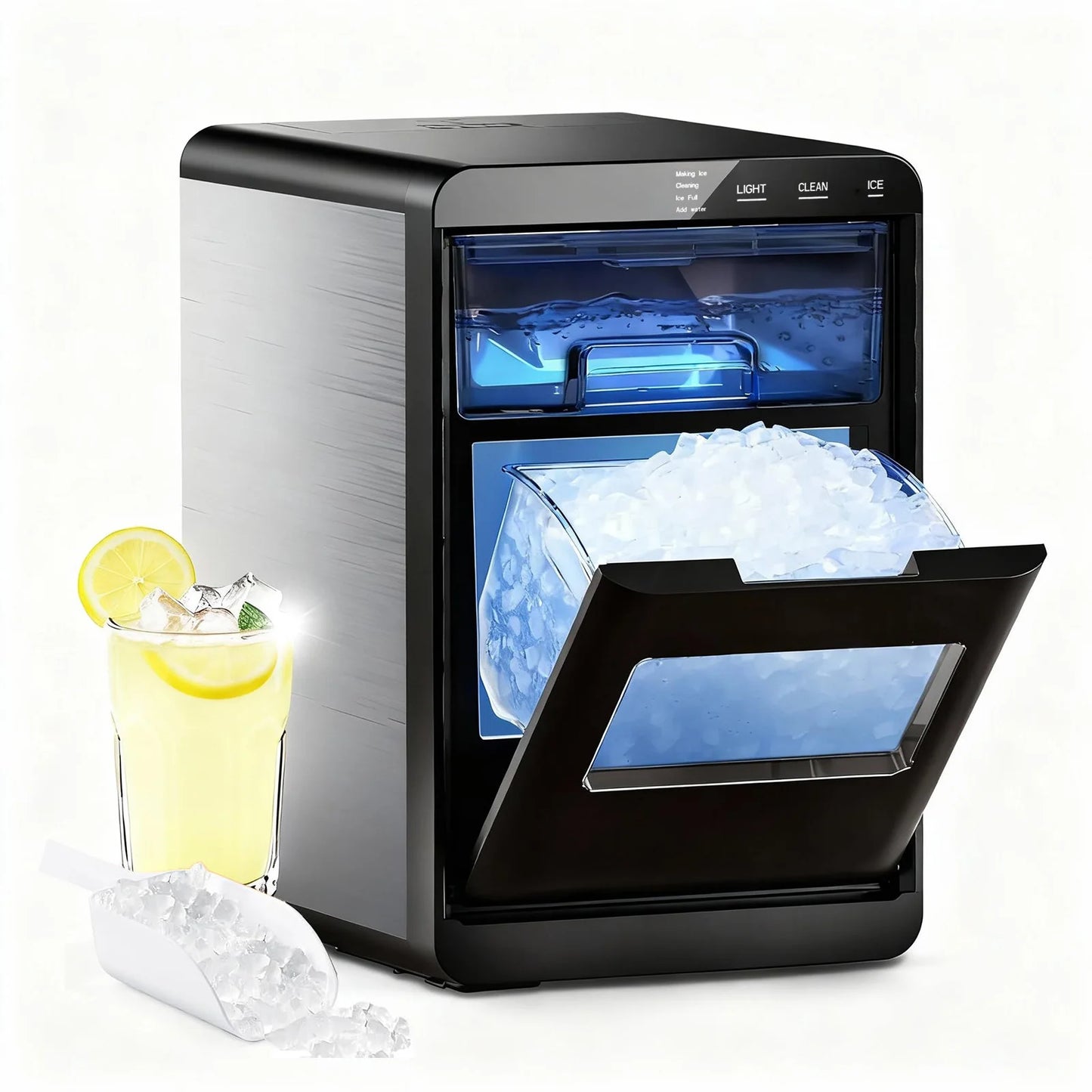 SHICUO Nugget Ice Maker Countertop 44 Lbs Per Day Self Cleaning