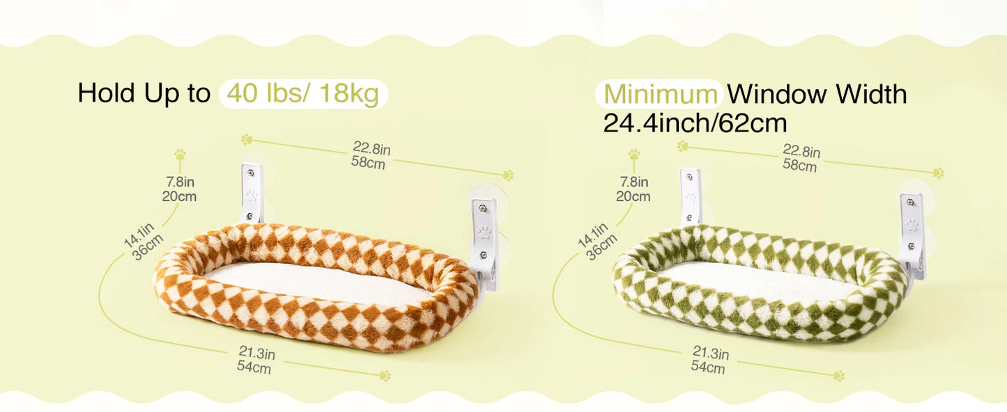 Mewoofun Foldable Cat Window Perch With Suction Cups Removable Cover