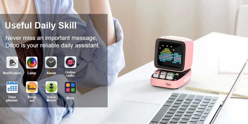 Divoom Ditoo-Pro Retro Pixel Art Bluetooth Speaker Alarm Clock