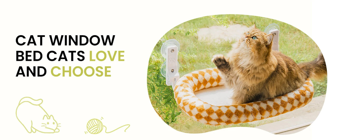 Mewoofun Foldable Cat Window Perch With Suction Cups Removable Cover
