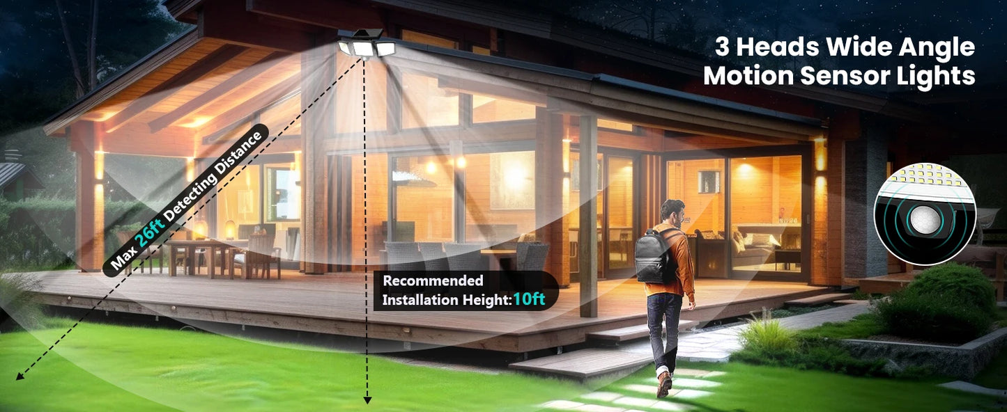 SZRSTH 3-Pack Outdoor Solar Motion Sensor Lights For Porch, Garage
