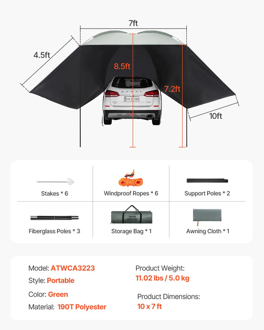 VEVOR Vehicle Awning Retractable Car Side Shelter Waterproof Storage Bag