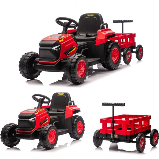 HiMISS 12V Ride On Tractor With Detachable Garden Cart