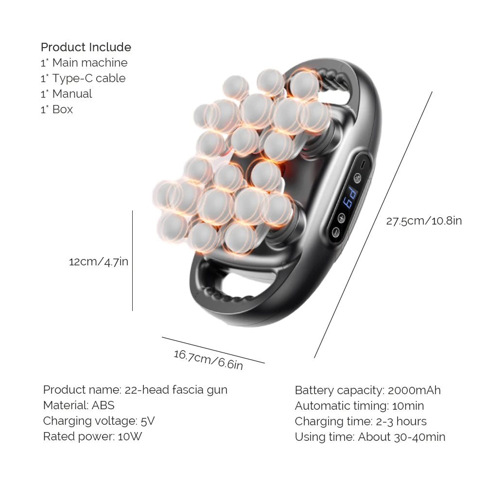 Foreverlily 22 Head Fascia Gun High Frequency Massage
