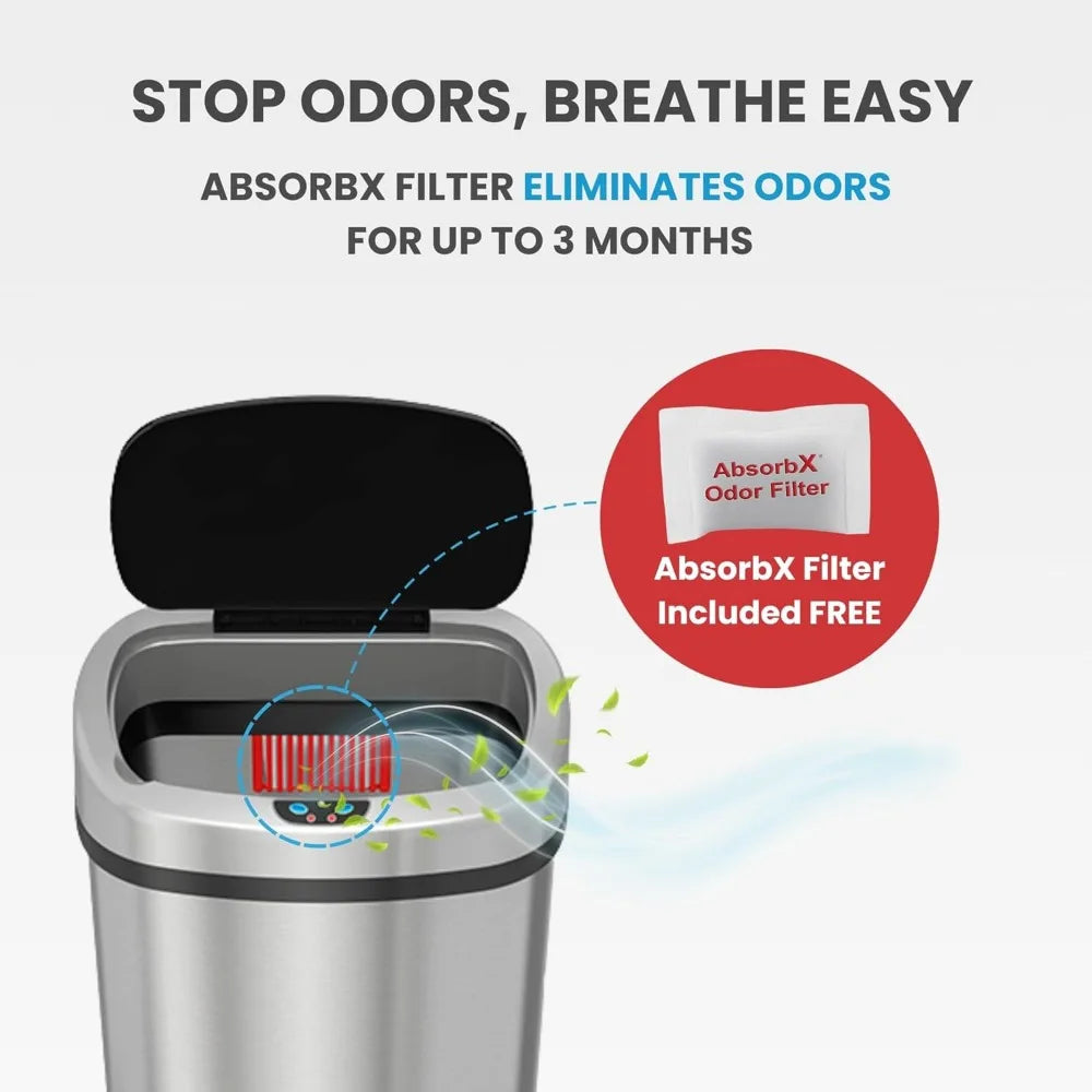 Automatic Sensor Trash Can With Odor Control Stainless Steel