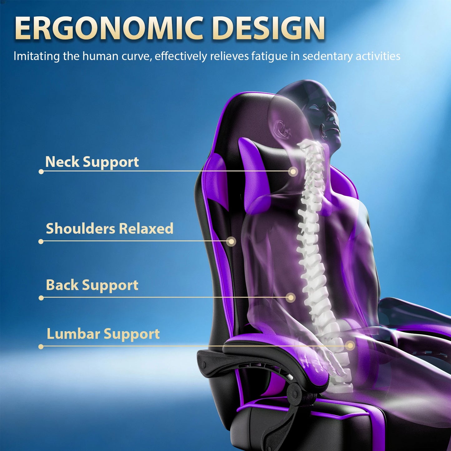 AnYu Furniture Ergonomic Gaming Chair With Adjustable Lumbar Support Footrest