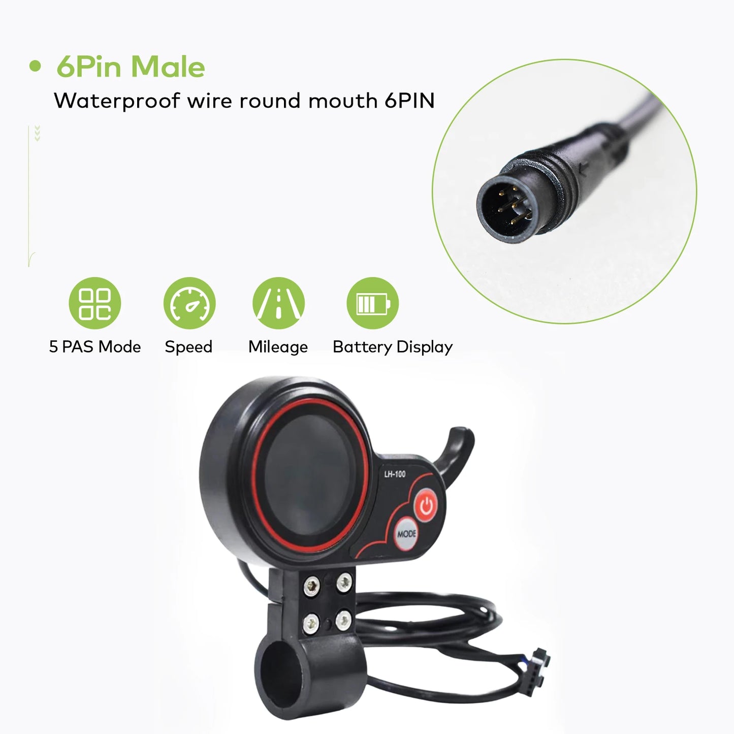 [Haytrix-US] EBike LCD Display Bicycle Speedometer Cycling Computer Fatbike Display for Bikes Accessories Bike Conversion Kit