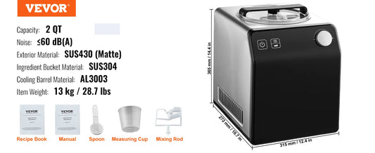 SucceBuy Upright Automatic Ice Cream Maker With Built-In Compressor