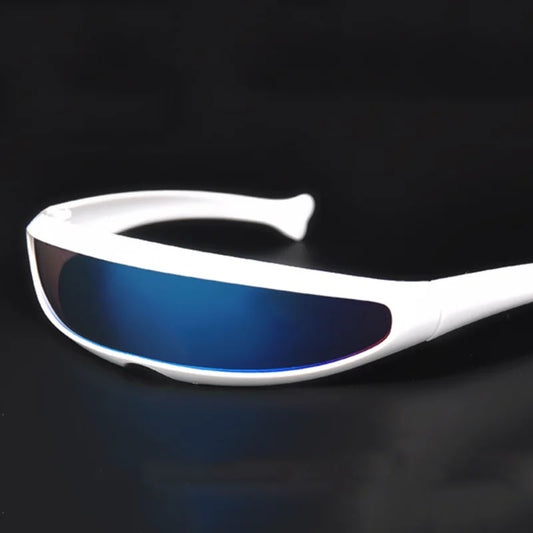 Futuristic Narrow Cyclops Laser Sunglasses UV400 Mirrored Lens Eyewear