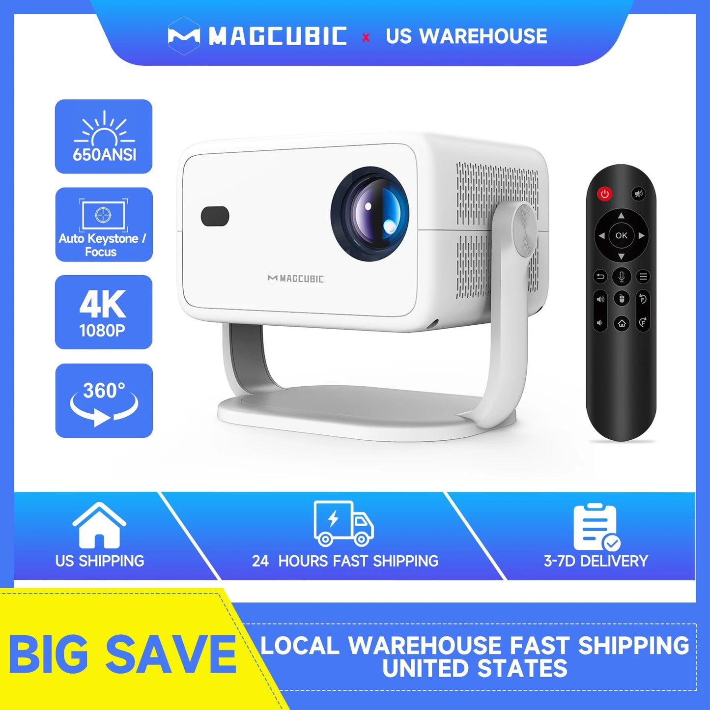 Magcubic 650ANSI L018 4K Projector Auto Focus Android 11 WiFi6