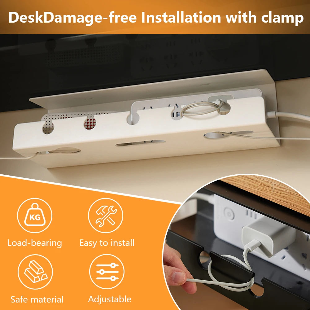 Under Desk Cable Management Tray Kit Self-Adhesive 2 Pack