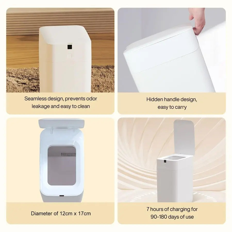 Automatic Touchless Trash Can With Self Sealing Lid Motion Sensor