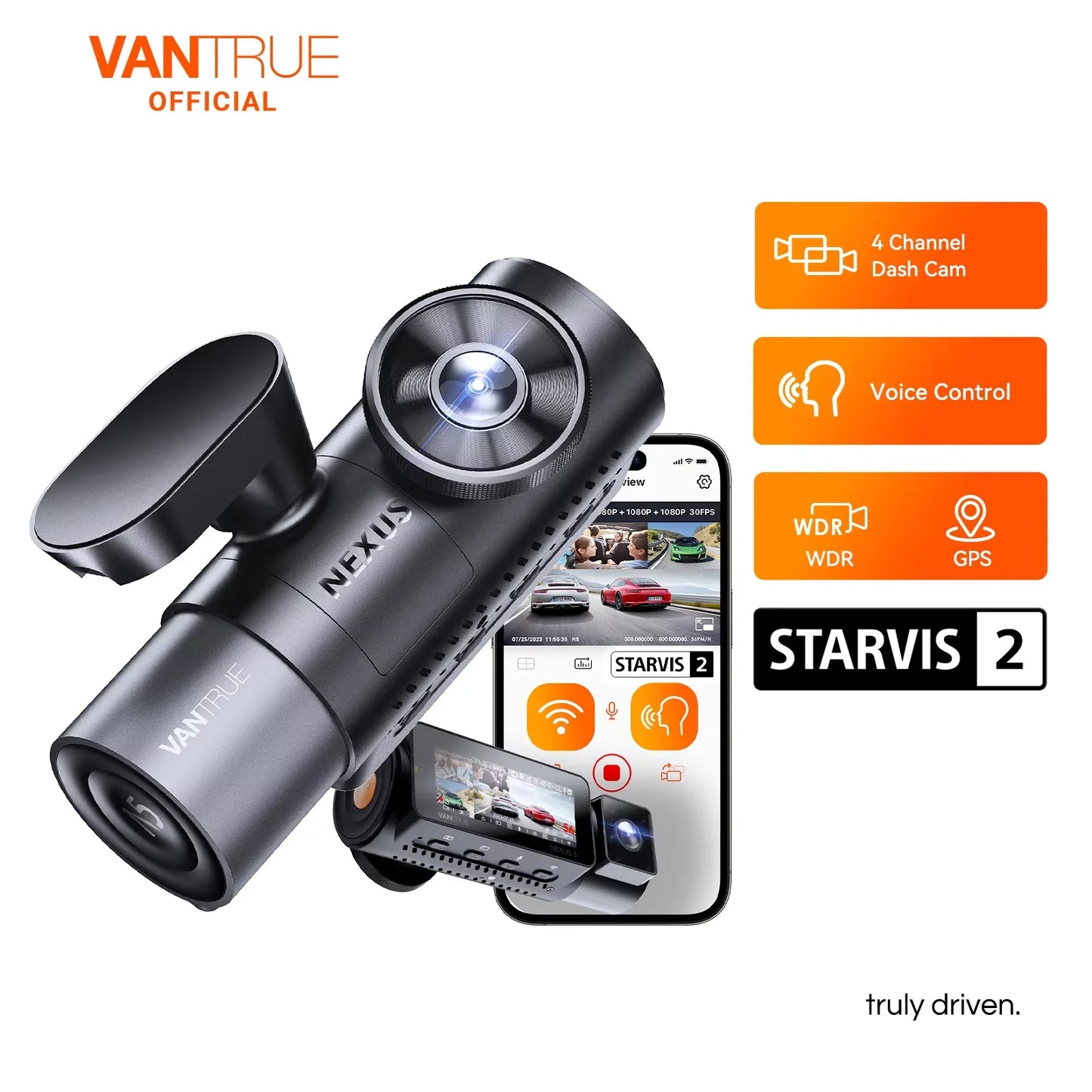 Vantrue N5 4-Channel Dash Cam WiFi GPS Night Vision