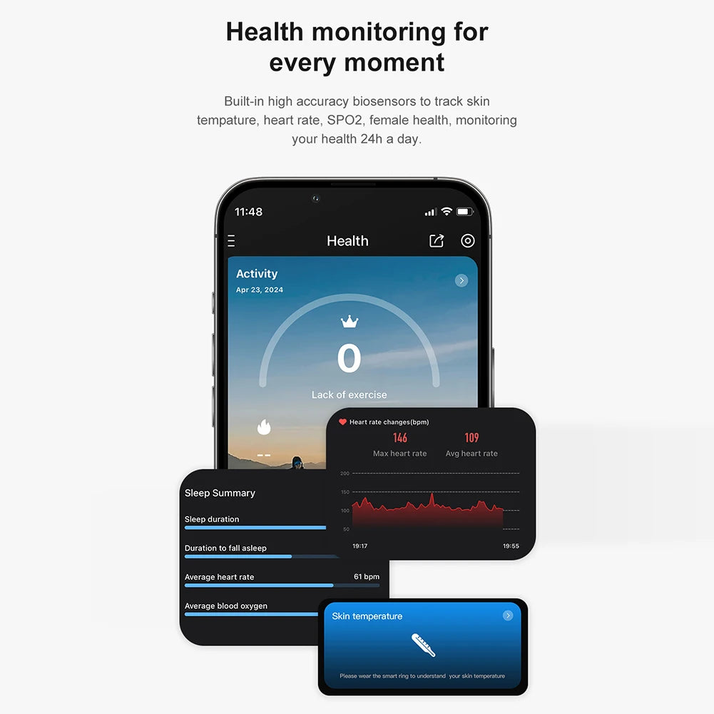 APWIKOGER R09 Smart Ring With Heart Rate Blood Oxygen Monitor