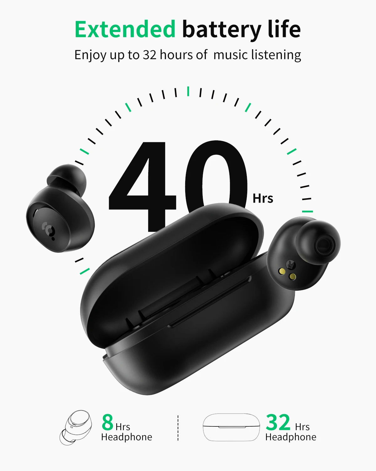 WEGEAR Wireless Earbuds In Ear Bluetooth 5.4 40H Playtime