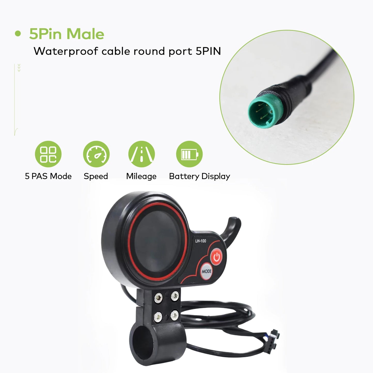 [Haytrix-US] EBike LCD Display Bicycle Speedometer Cycling Computer Fatbike Display for Bikes Accessories Bike Conversion Kit