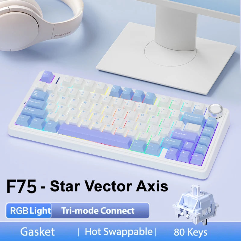AULA F75 Wireless Bluetooth Wired Mechanical Keyboard RGB