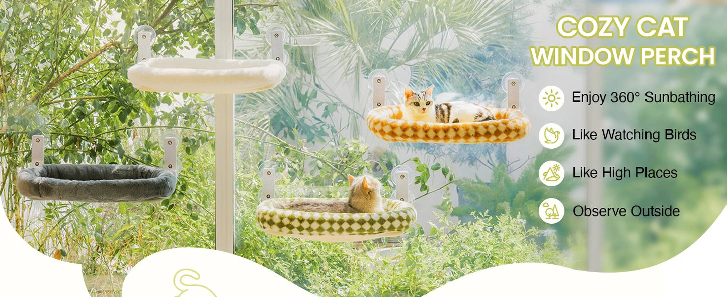 Mewoofun Foldable Cat Window Perch With Suction Cups Removable Cover