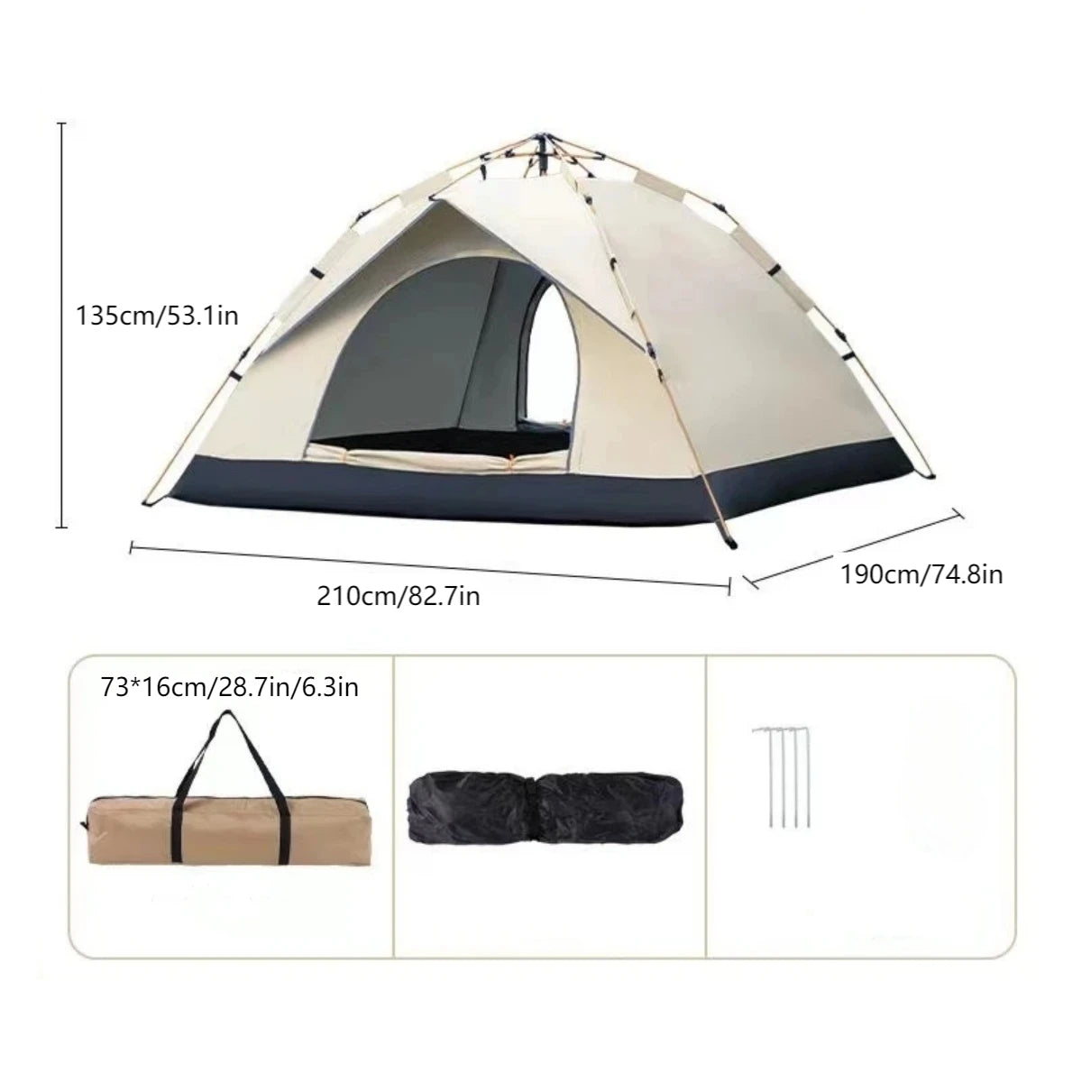 Pakicetus Outdoor Automatic Quick Opening Tent Rainproof Sunproof Two Doors
