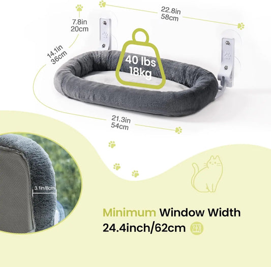Mewoofun Foldable Cat Window Perch With Suction Cups Removable Cover