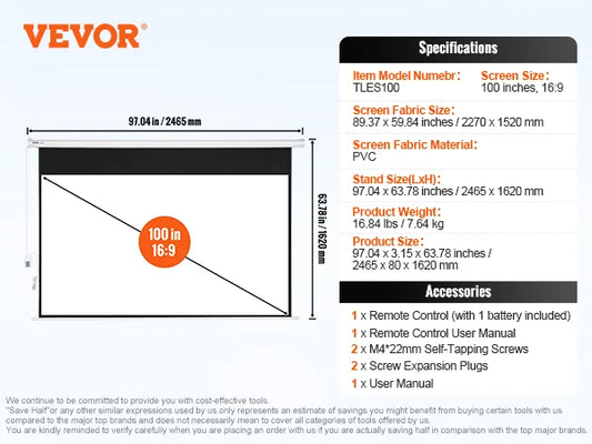 VEVOR Electric Motorized Projector Screen Wall Mount
