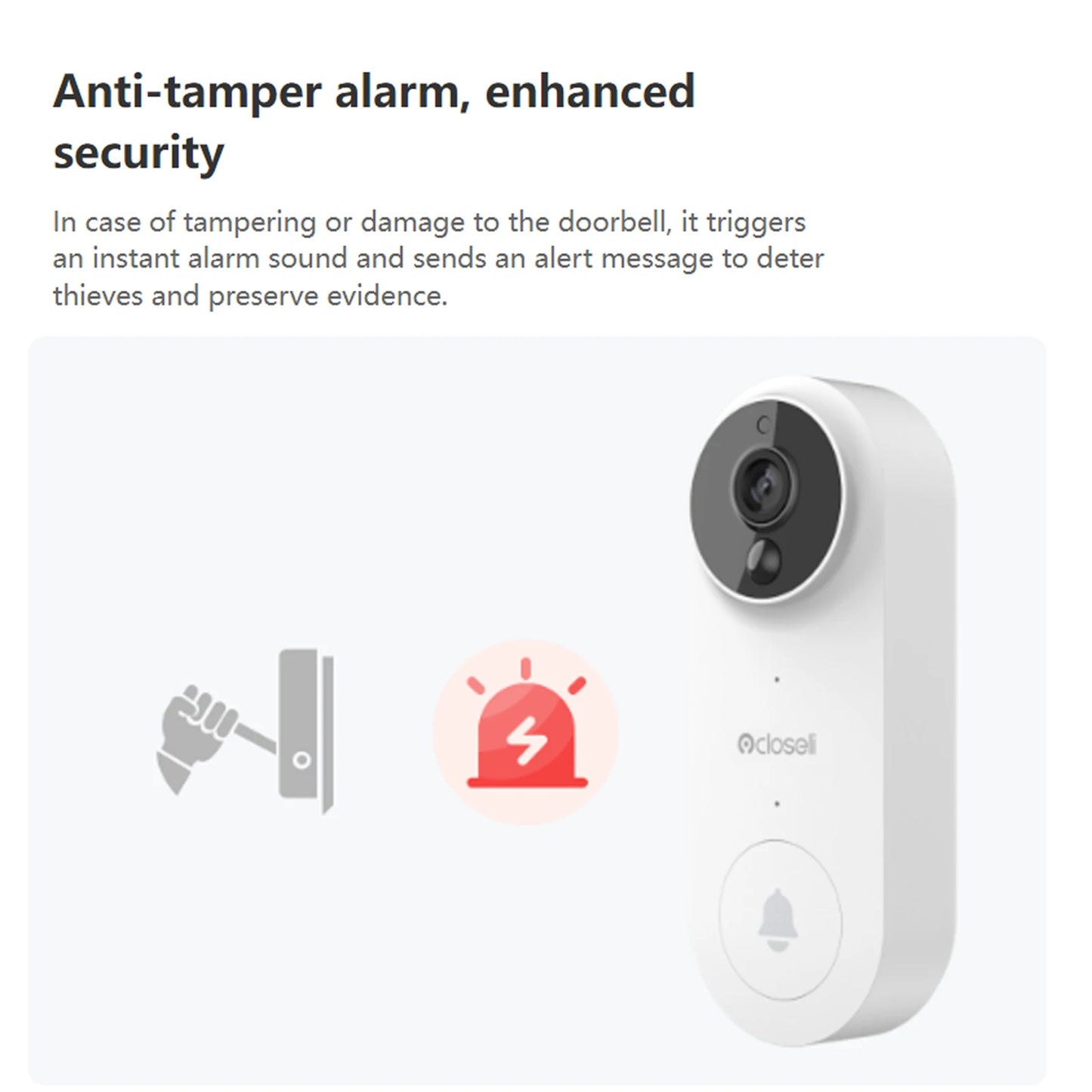 Closeli BR100PB2 Wireless Doorbell With 2MP Video Intercom And PIR