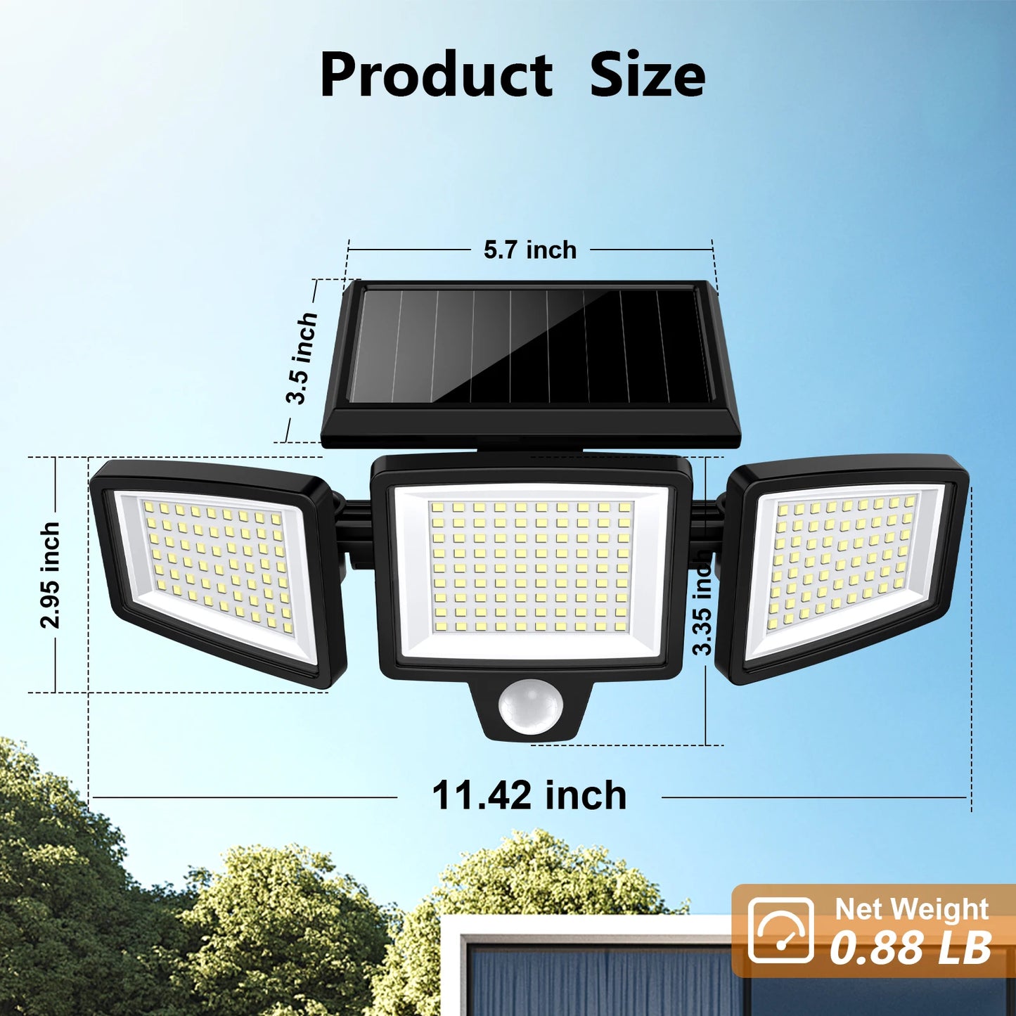 SZRSTH 3-Pack Outdoor Solar Motion Sensor Lights For Porch, Garage