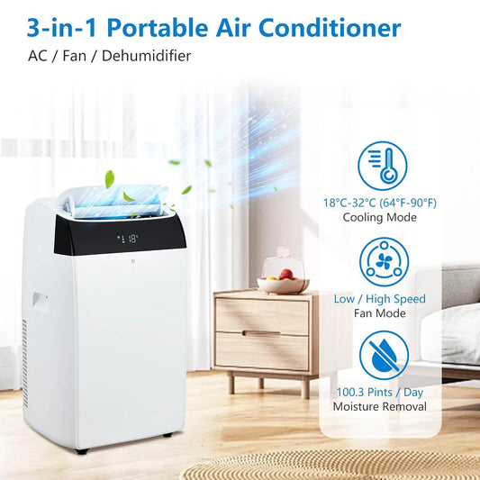 Adoolla 14000 BTU Portable 3-In-1 Air Conditioner With Remote