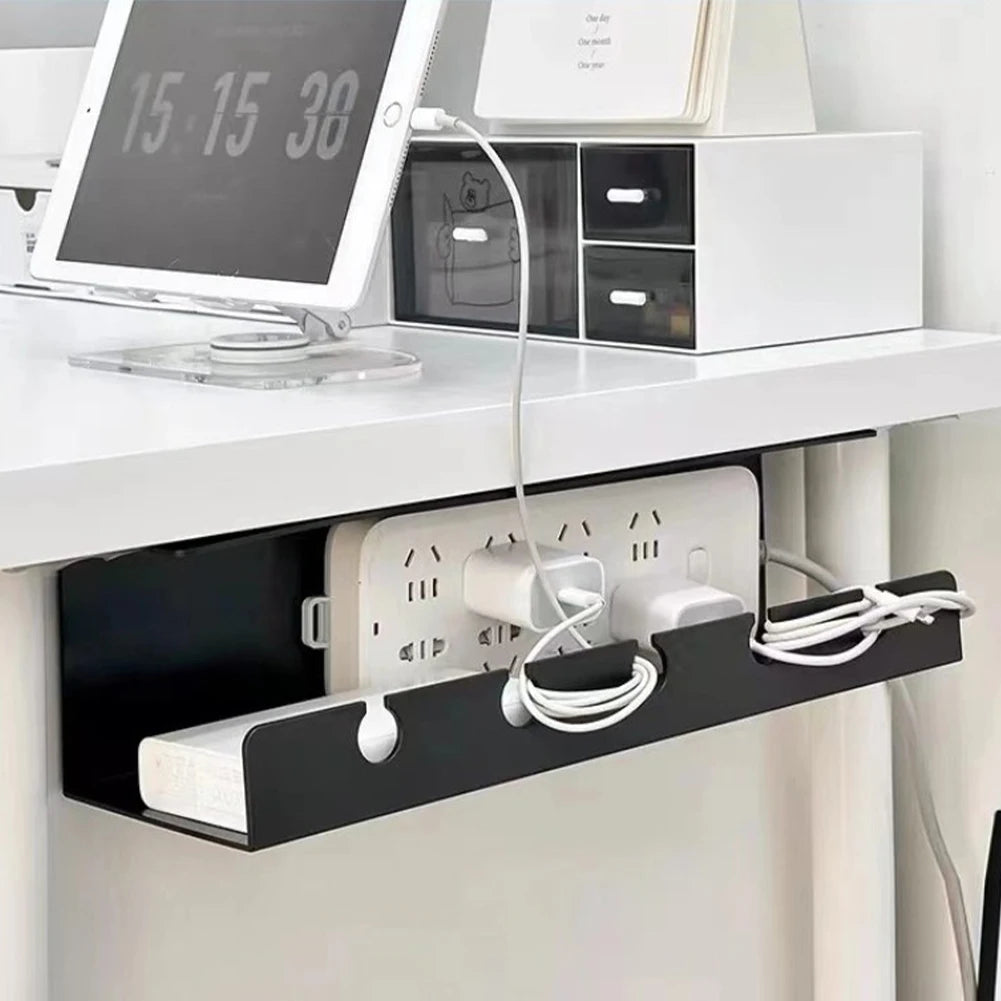 Under Desk Cable Management Tray Kit Self-Adhesive 2 Pack