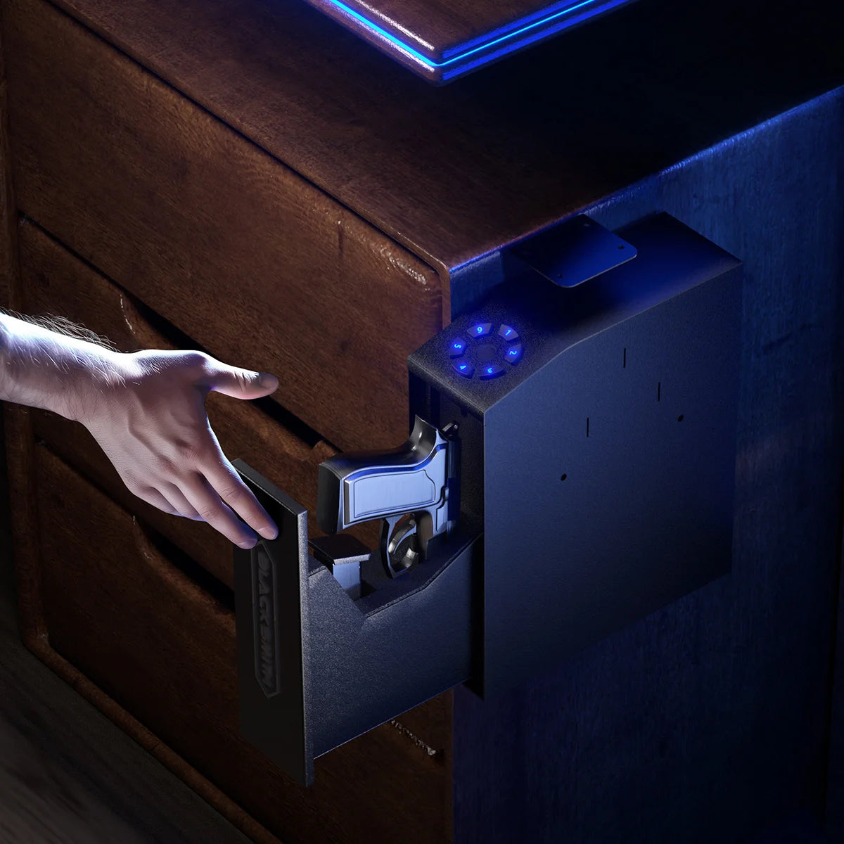 Biometric 3in1 Wall Mounted Pistol Safe With Key Code