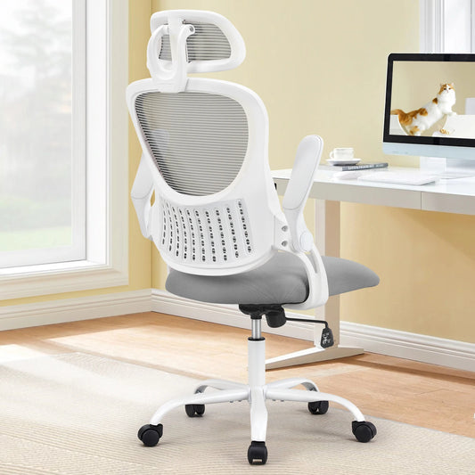 JHK Mesh Ergonomic Office Chair With Flip Up Arms And Lumbar Support