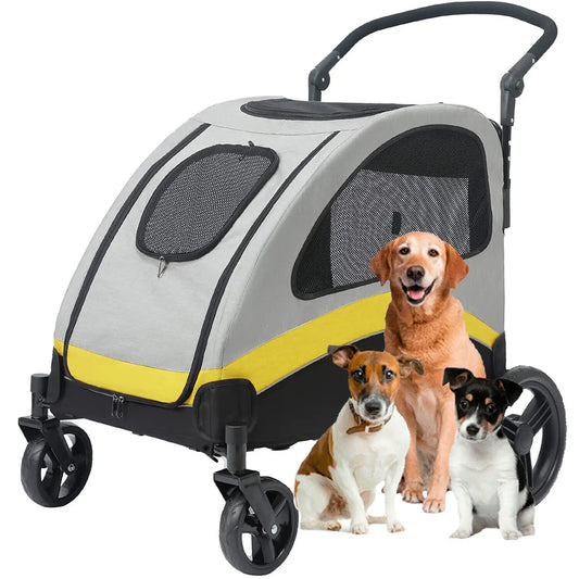 Dog Stroller Ultra Large 4 Wheel Pet Jogger Wagon Foldable Cart For Large Dogs Load 55kg Travel Carrier
