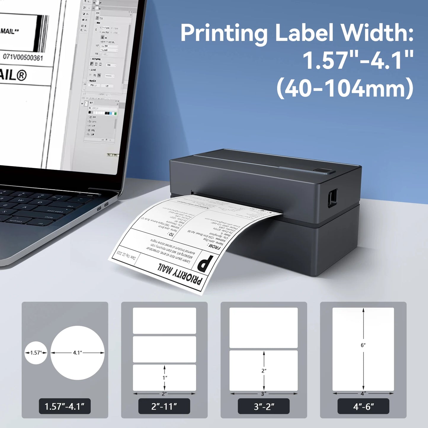 TakeYou Thermal Label Printer Portable No Ink 203DPI USB Bluetooth