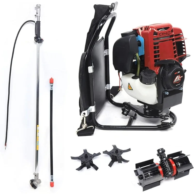 Gas Powered 35.4cc Weed Eater 4 Stroke Backpack String Trimmer