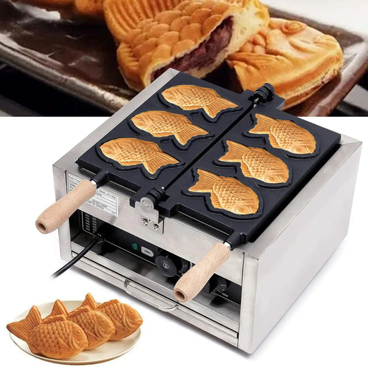 Bymaocar Taiyaki Fish Waffle Maker 1500W Electric 3 Molds