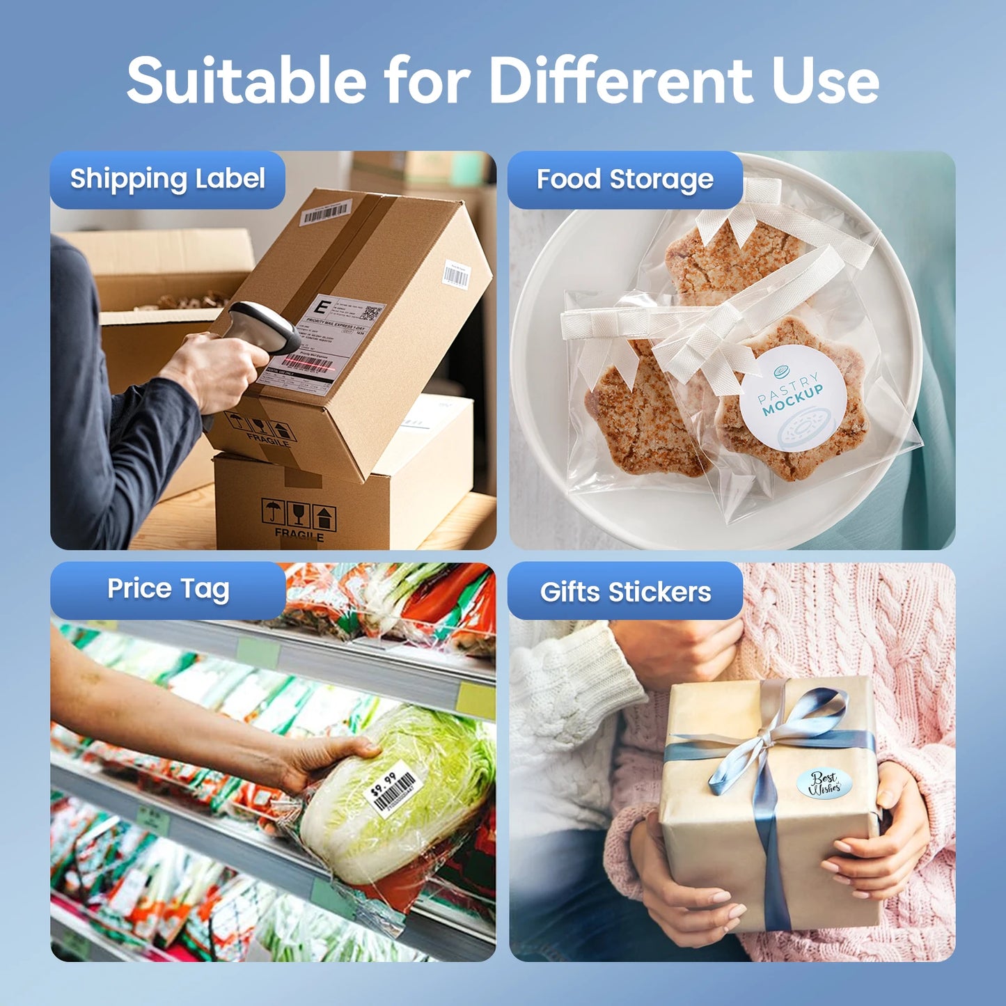 TakeYou Thermal Label Printer Portable No Ink 203DPI USB Bluetooth