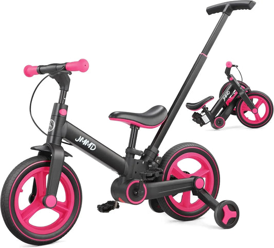 6 In 1 Foldable Toddler Push Bike With Pedals Training Wheels Brakes Kickstand