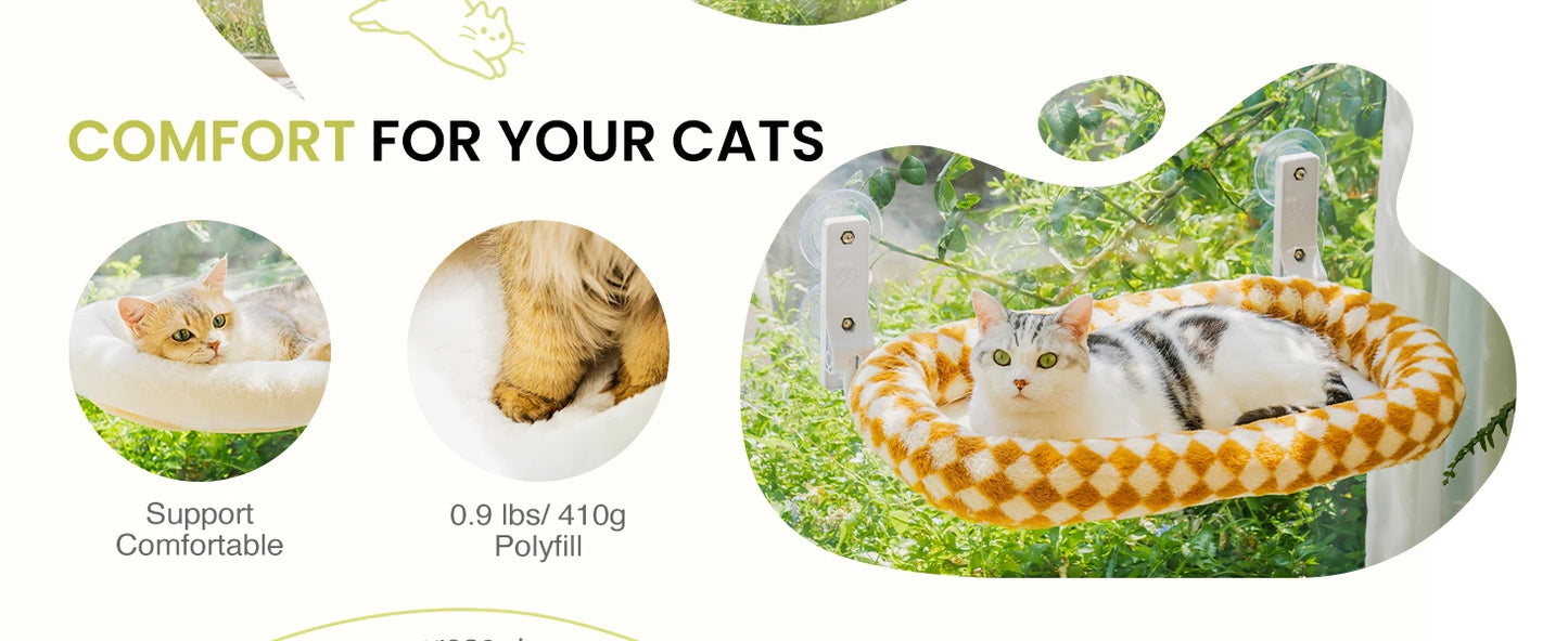 Mewoofun Foldable Cat Window Perch With Suction Cups Removable Cover