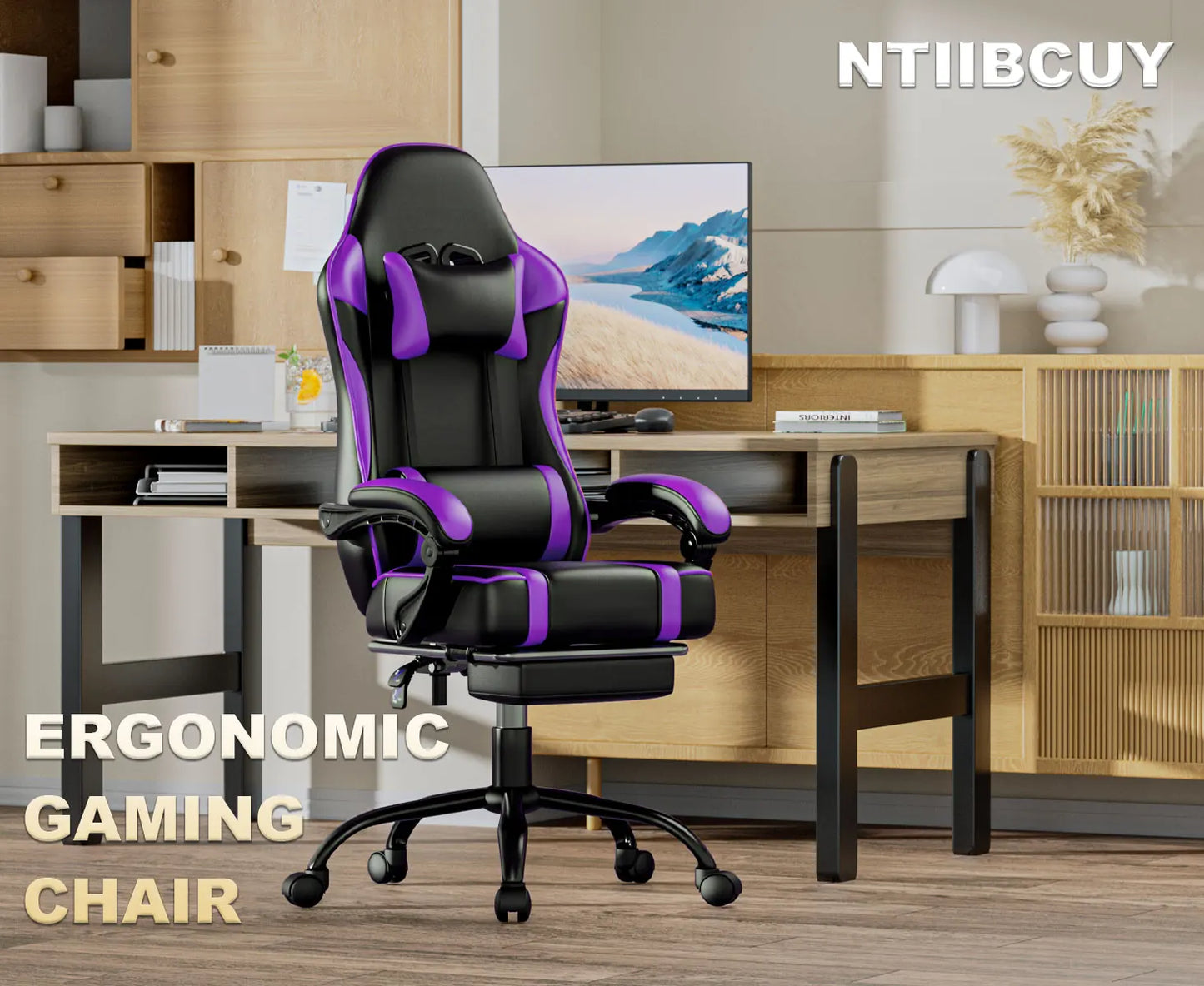 AnYu Furniture Ergonomic Gaming Chair With Adjustable Lumbar Support Footrest