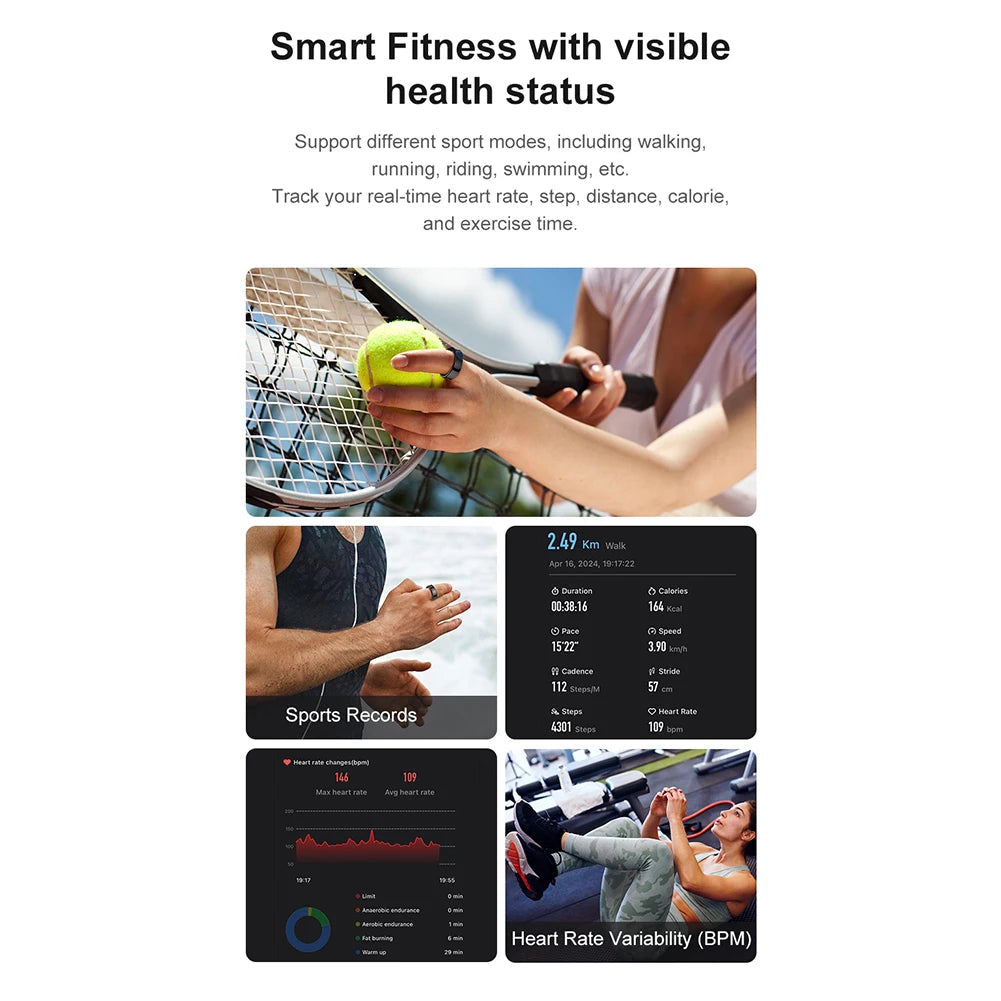 APWIKOGER R09 Smart Ring With Heart Rate Blood Oxygen Monitor